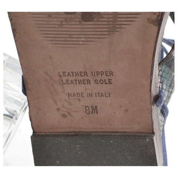 Fieramosca Blue Ankle Strap Snake Flat Sandals 8 M - Picture 5 of 5